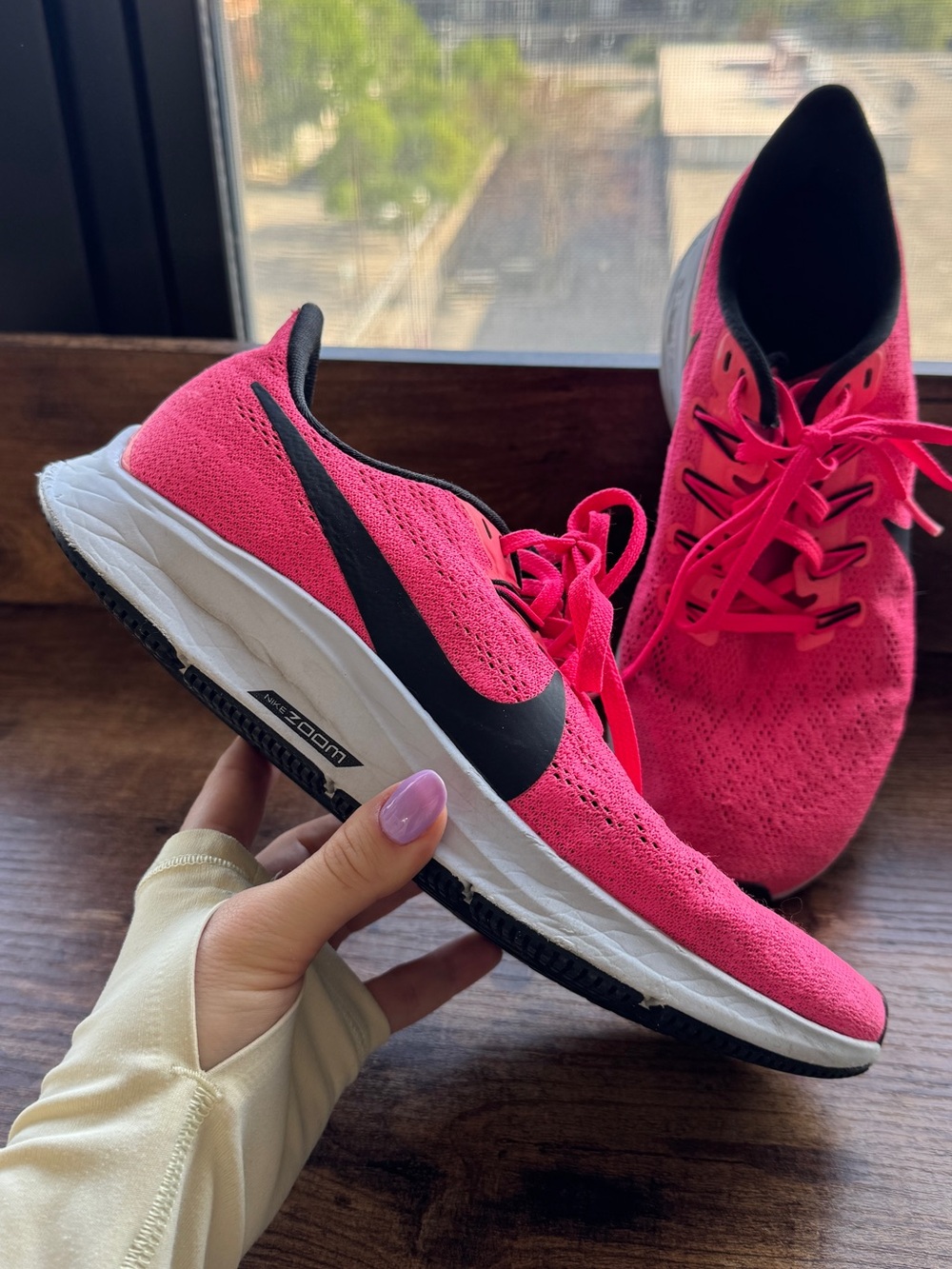 Nike Pegasus Women's Hot Pink Running Shoes with Black Swoosh